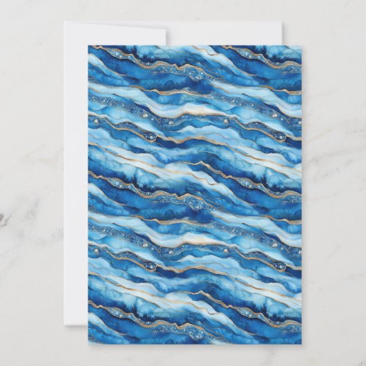 Pretty Ocean Wave Heart 99th Birthday 招待状 (裏面)