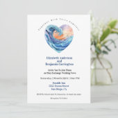 Pretty Ocean Wave Heart Wedding 招待状 (スタンド正面)