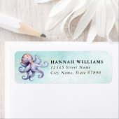 Pretty Octopus Return Address Labels ラベル (インサイチュ)