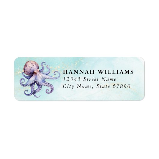 Pretty Octopus Return Address Labels ラベル (正面)