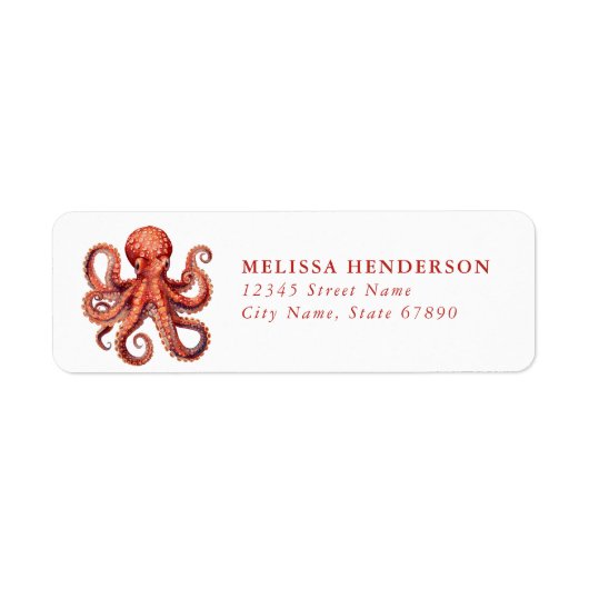 Pretty Octopus Return Address Labels ラベル (正面)