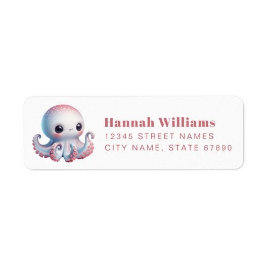 Pretty Octopus Return Address Labels ラベル (正面)