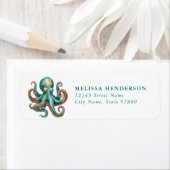 Pretty Octopus Return Address Labels ラベル (インサイチュ)