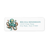 Pretty Octopus Return Address Labels ラベル (正面)