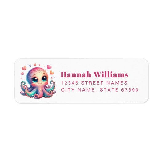Pretty Octopus Return Address Labels ラベル (正面)
