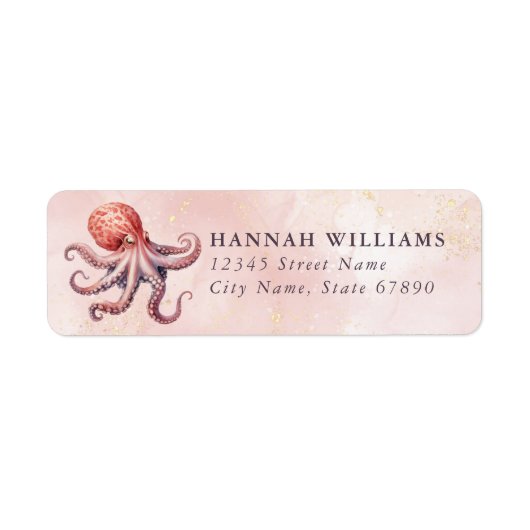Pretty Octopus Return Address Labels ラベル (正面)