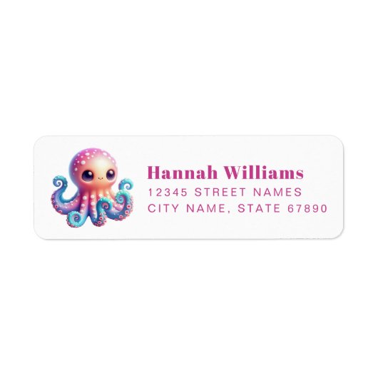 Pretty Octopus Return Address Labels ラベル (正面)