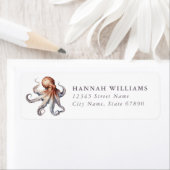 Pretty Octopus Return Address Labels ラベル (インサイチュ)