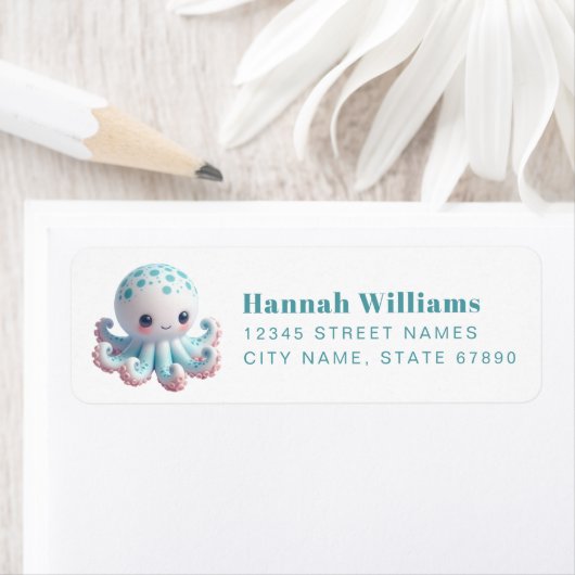 Pretty Octopus Return Address Labels ラベル (インサイチュ)