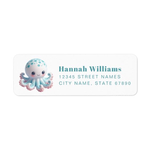 Pretty Octopus Return Address Labels ラベル (正面)