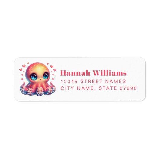 Pretty Octopus Return Address Labels ラベル (正面)