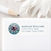 Pretty Octopus Return Address Labels ラベル (インサイチュ)