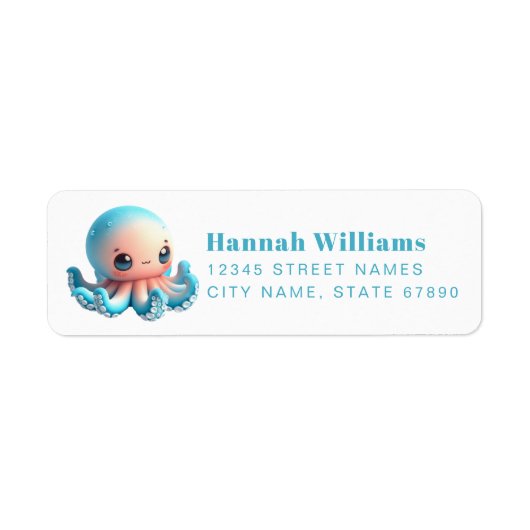 Pretty Octopus Return Address Labels ラベル (正面)