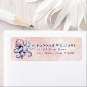 Pretty Octopus Return Address Labels ラベル (インサイチュ)