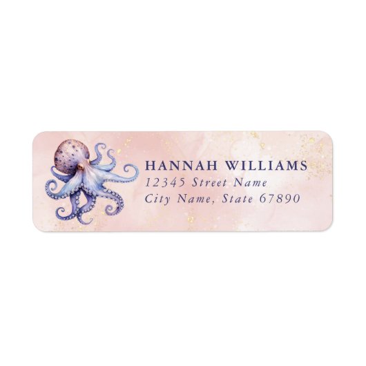 Pretty Octopus Return Address Labels ラベル (正面)