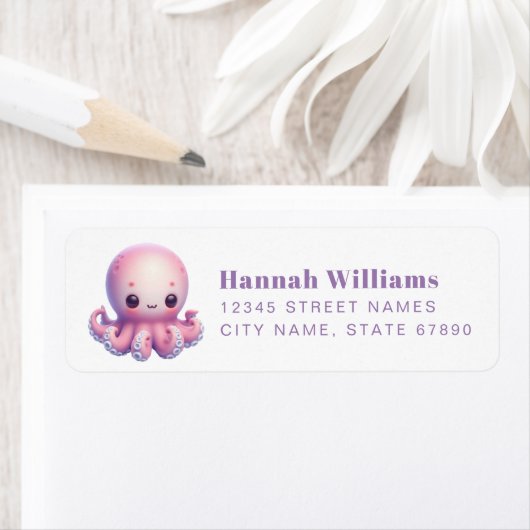 Pretty Octopus Return Address Labels ラベル (インサイチュ)