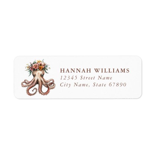 Pretty Octopus Return Address Labels ラベル (正面)