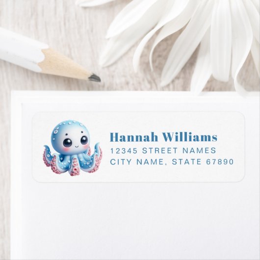 Pretty Octopus Return Address Labels ラベル (インサイチュ)