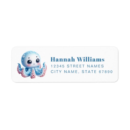 Pretty Octopus Return Address Labels ラベル (正面)