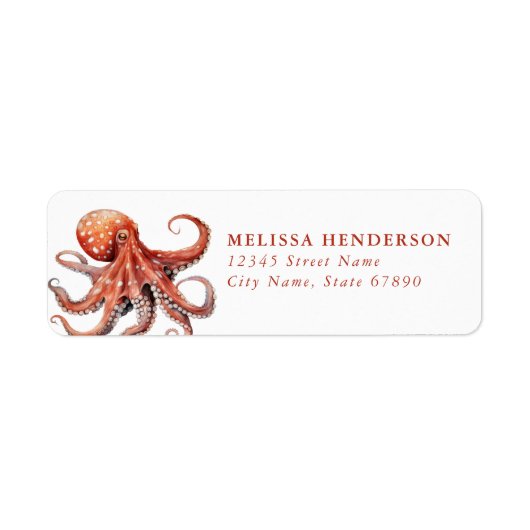Pretty Octopus Return Address Labels ラベル (正面)