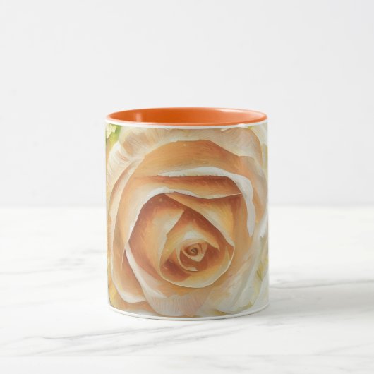Pretty Orange Cream Rose Art Coffee Tea Mug マグカップ (中央)