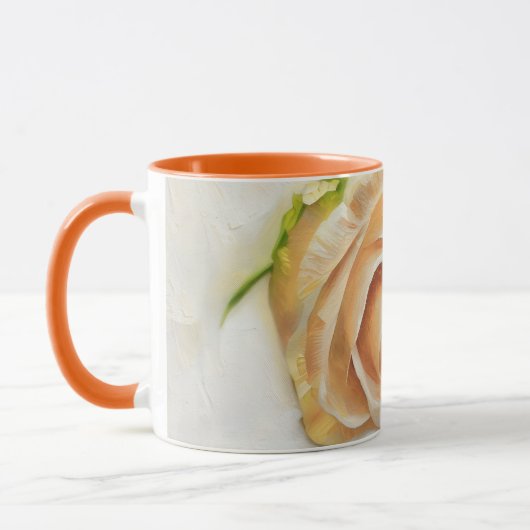 Pretty Orange Cream Rose Art Coffee Tea Mug マグカップ (左)