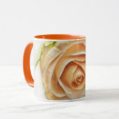 Pretty Orange Cream Rose Art Coffee Tea Mug マグカップ (正面左)