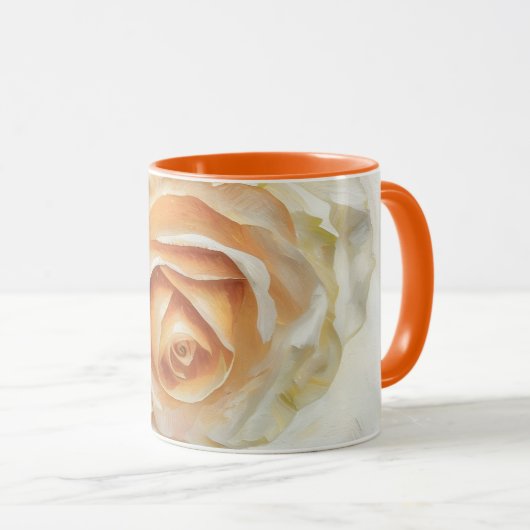 Pretty Orange Cream Rose Art Coffee Tea Mug マグカップ (正面右)
