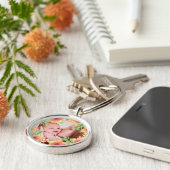 Pretty Orange Floral Custom Photo キーホルダー (側面)