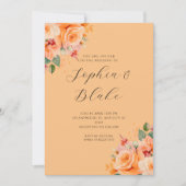 Pretty Orange Floral Elegant Orange Wedding 招待状 (正面)