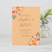 Pretty Orange Floral Elegant Orange Wedding 招待状 (スタンド正面)
