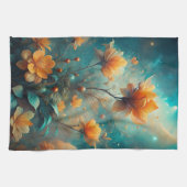Pretty Orange Flowers キッチンタオル (横)