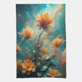 Pretty Orange Flowers  キッチンタオル (縦)