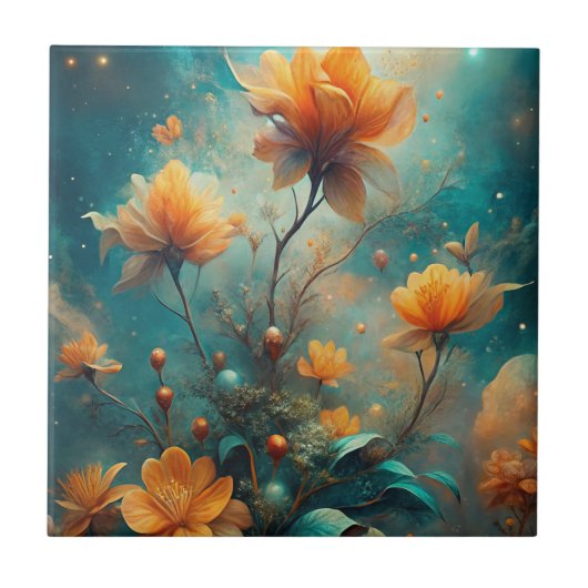 Pretty Orange Flowers  タイル (正面)