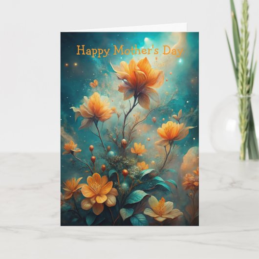 Pretty Orange Flowers Mother's Day シーズンカード (正面)