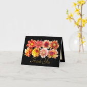 Pretty Orange/Red Dahlias Floral Bouquet Thank You カード (黄色い花)
