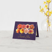 Pretty Orange/Red Dahlias Floral Bouquet Thank You カード (黄色い花)