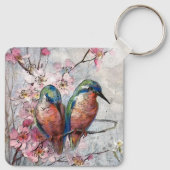 Pretty Painted Kingfishers and Flowers キーホルダー (裏面)