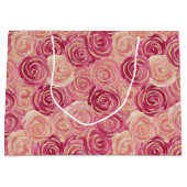 Pretty Painted Roses Print Large Gift Bag ラージペーパーバッグ (正面)