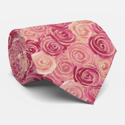 Pretty Painted Roses Print - Neck Tie ネクタイ (ロール)