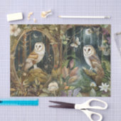 Pretty Pair of Barn Owls in the Forest Moonlight 薄葉紙 (クラフト)