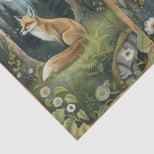 Pretty Pair of Foxes in the Forest Moonlight 薄葉紙 (詳細)