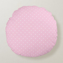 Pretty Pale Pink and White Polka Dots Round Pillow ラウンドクッション