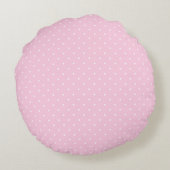 Pretty Pale Pink and White Polka Dots Round Pillow ラウンドクッション (裏面)
