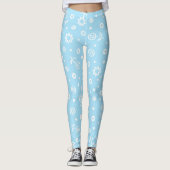 Pretty Pastel Blue Floral Pattern レギンス (正面)