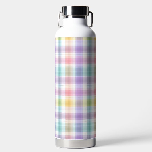 PRETTY PASTEL EASTER PLAID PATTERN ウォーターボトル (正面)