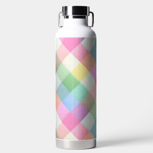 PRETTY PASTEL EASTER PLAID PATTERN ウォーターボトル (正面)