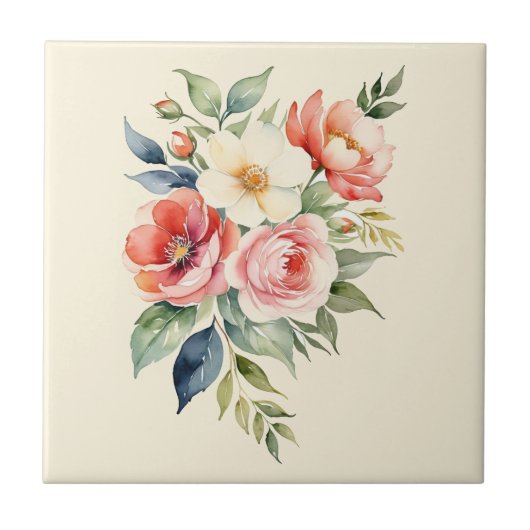 Pretty Pastel Floral タイル (正面)