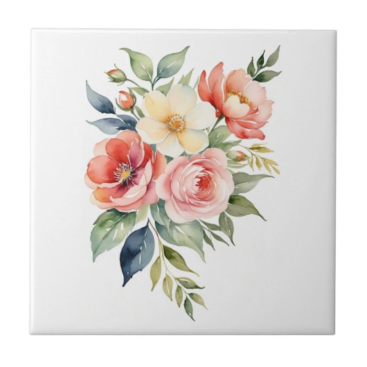 Pretty Pastel Floral タイル (正面)