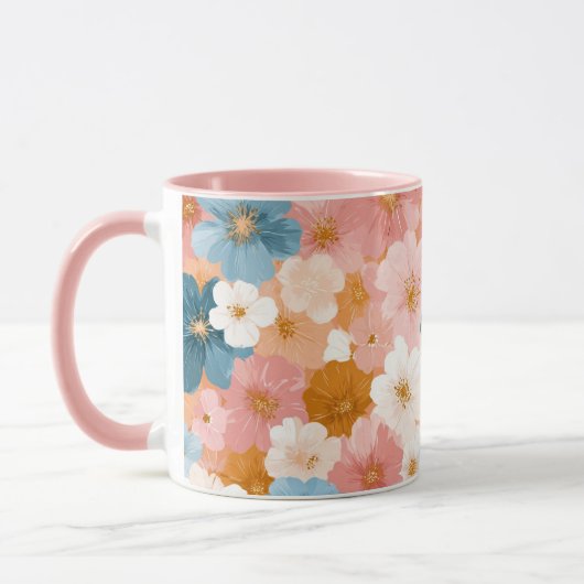 Pretty Pastel Floral Pattern マグカップ (左)